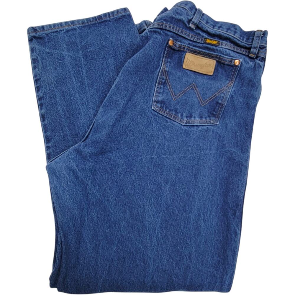Wrangler 13MWZPW Mens Cowboy Cut Jeans 46x34 Blue Denim Prewashed Big & Tall